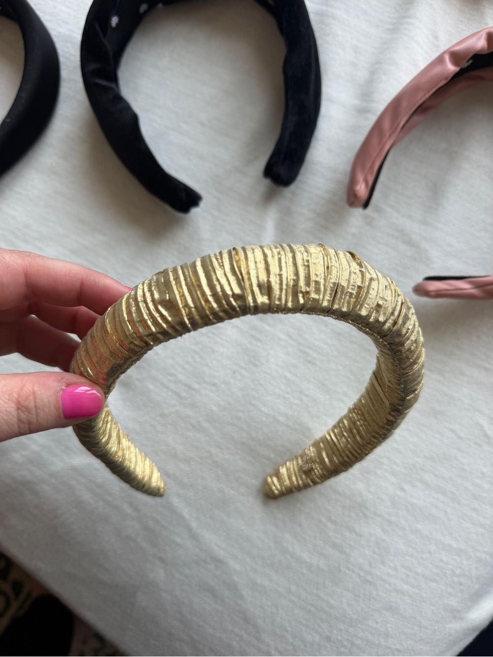 Loeffler Randall Textured Gold Padded Headband